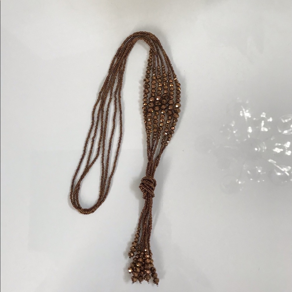 Bronze Tassel Necklace Multi Strand - Picture 2 of 7